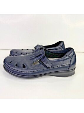 SAS Roamers Shoes Womens 6 M Blue Leather Tripad Comfort Slip On Loafers